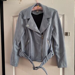 H&M Faux Suede Blue Biker Jacket NWT